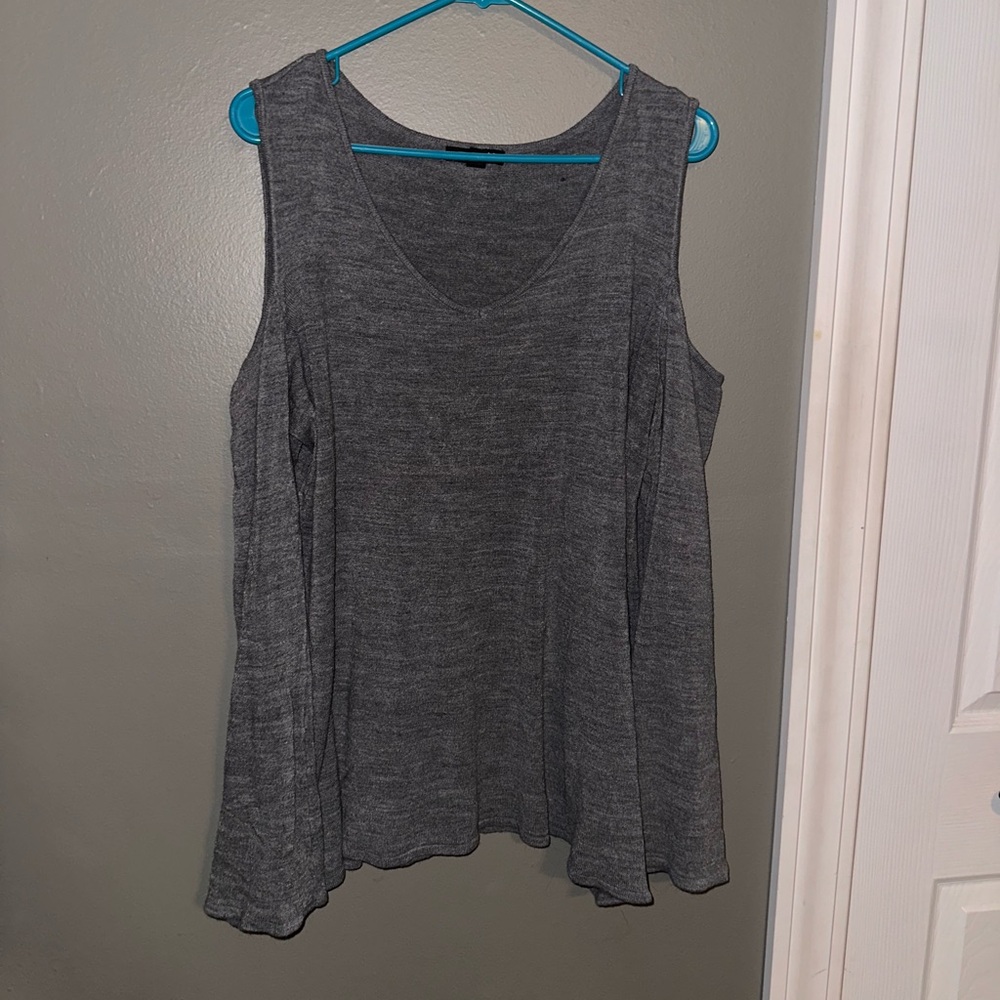 Gray cold shoulder sweater